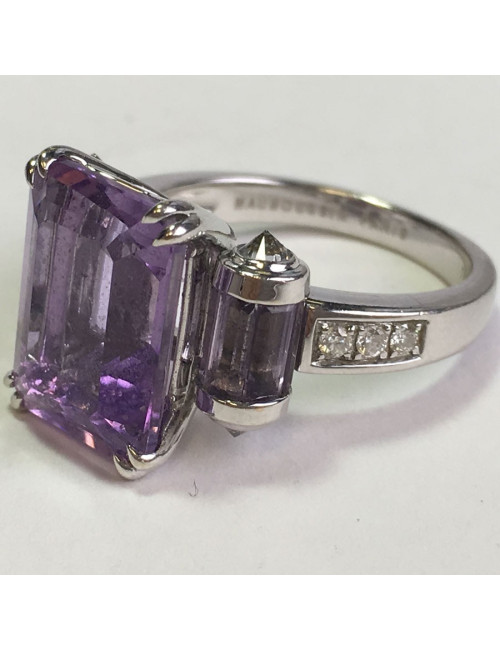 Bague MAUBOUSSIN Couleur baiser en or blanc, améthyste et diamants T54