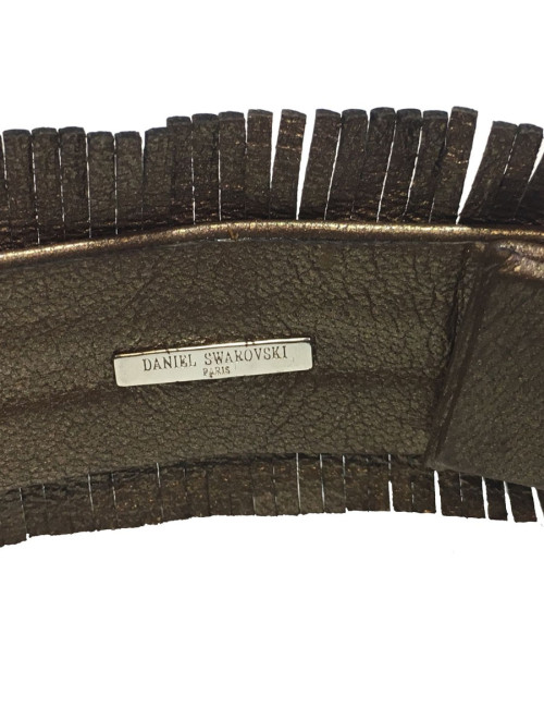 Parure Ras de cou et bracelet DANIEL SWAROVSKI en cuir de couleur bronze