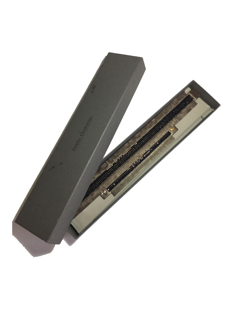 Parure Ras de cou et bracelet DANIEL SWAROVSKI en cuir de couleur bronze