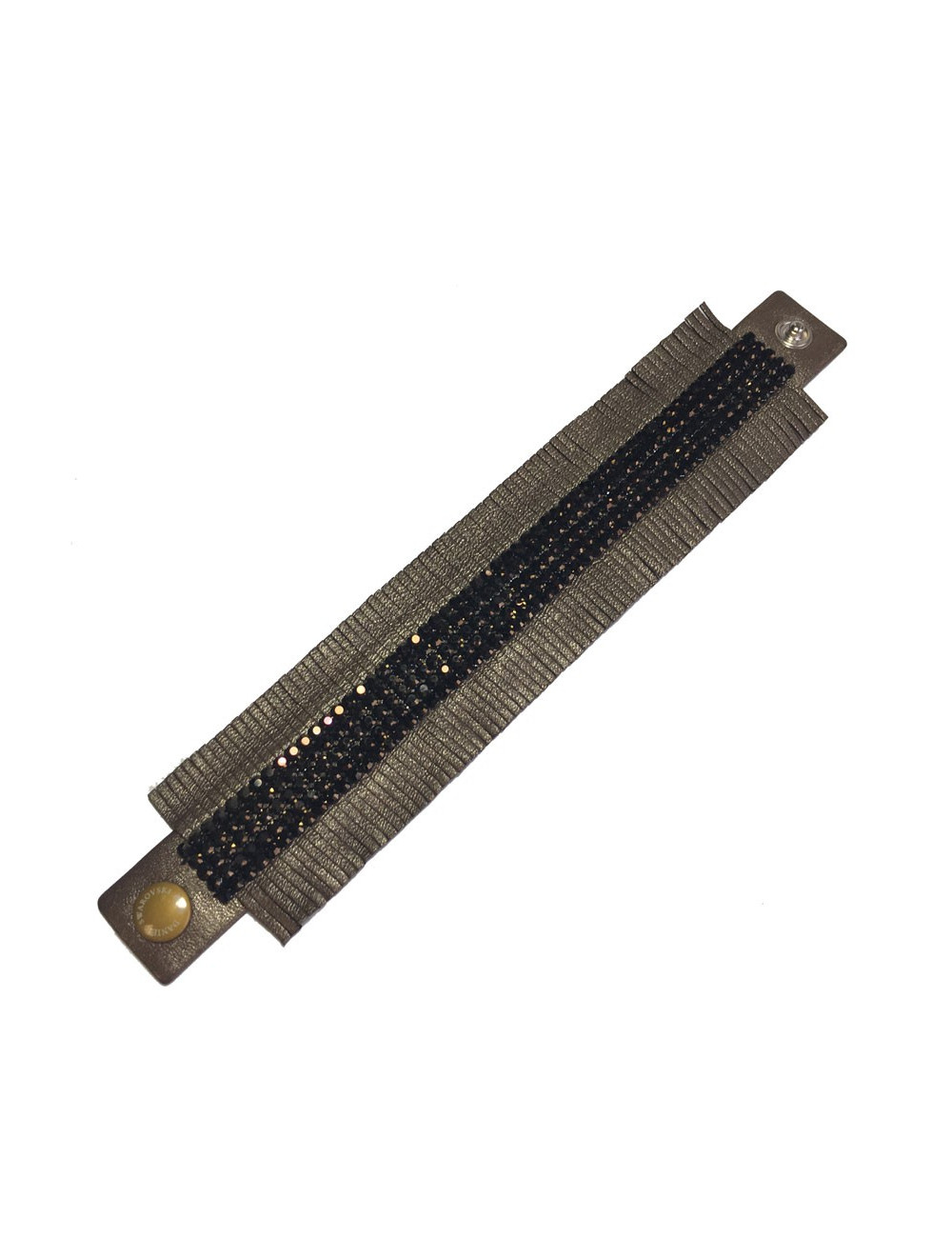 Parure Ras de cou et bracelet DANIEL SWAROVSKI en cuir de couleur bronze