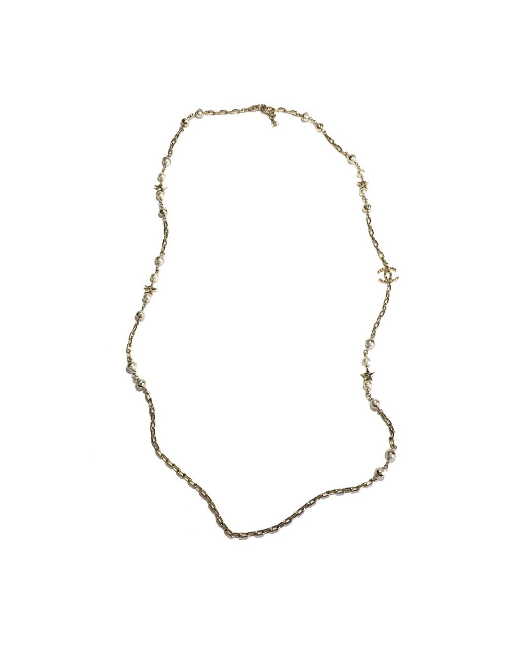 Sautoir CHANEL chaines et perles nacrées