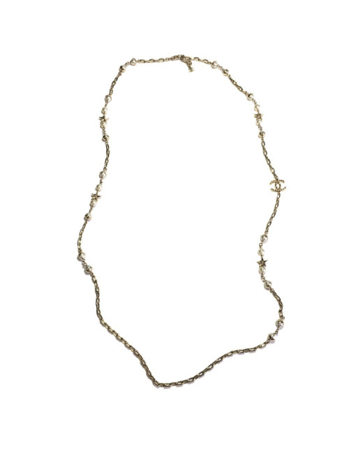 Sautoir CHANEL chaines et perles nacrées