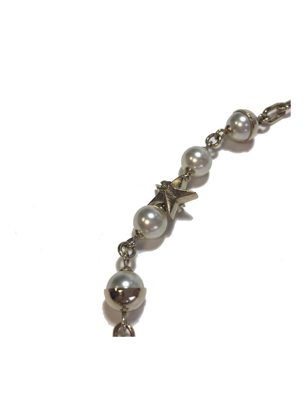 Sautoir CHANEL chaines et perles nacrées