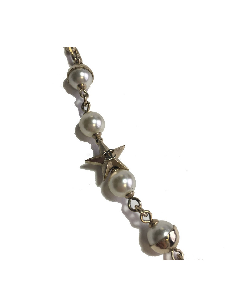 Sautoir CHANEL chaines et perles nacrées