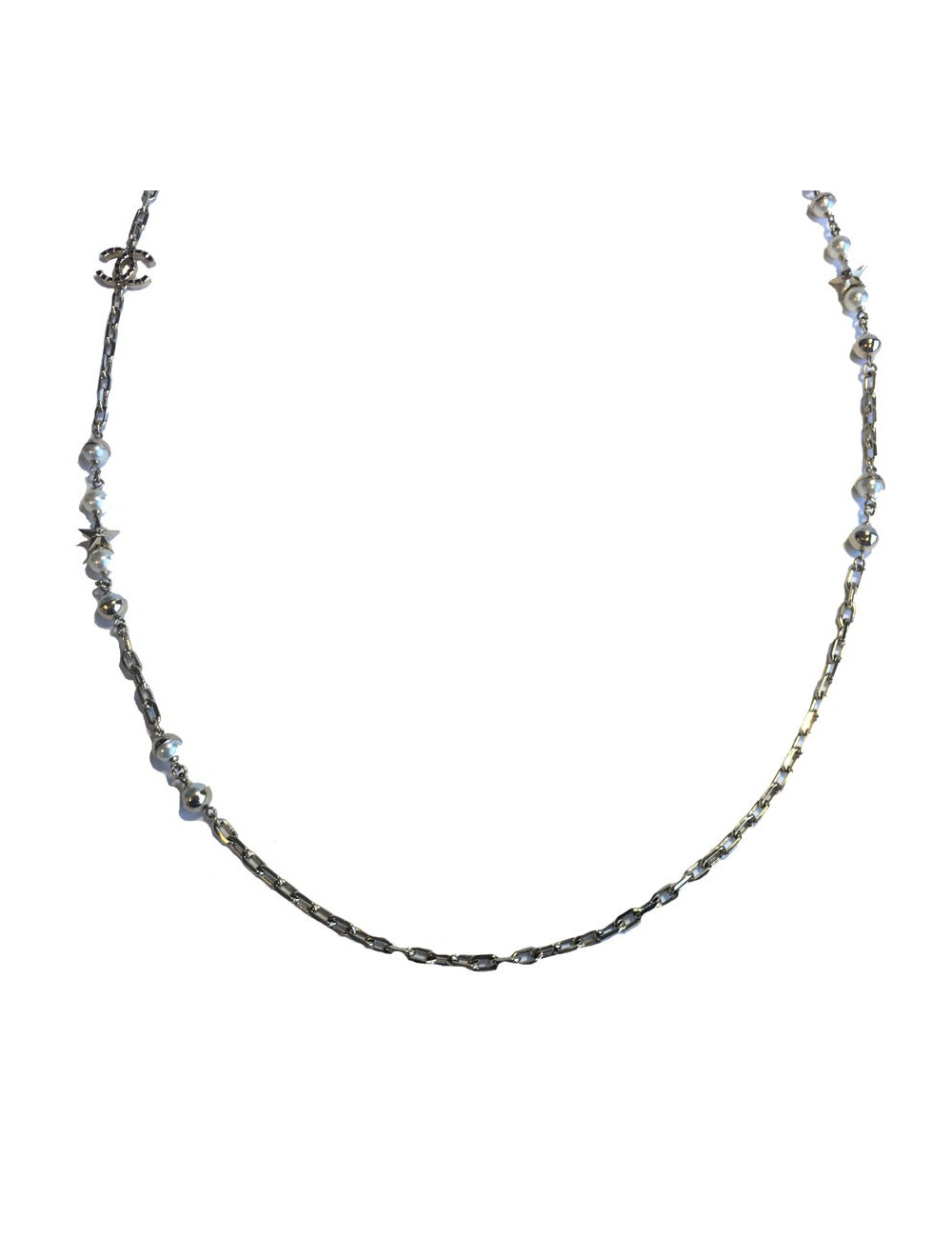 Sautoir CHANEL chaines et perles nacrées