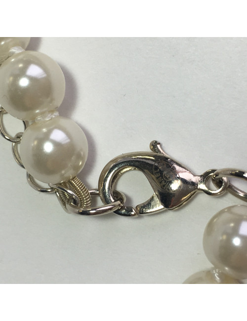 Collier "Paris-DubaïI" CHANEL en métal argenté, perles nacrées