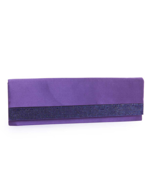Pochette DANIEL SWAROVSKI satin de soie violette et cristal mech