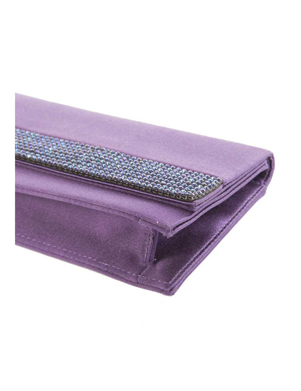 Pochette DANIEL SWAROVSKI satin de soie violette et cristal mech
