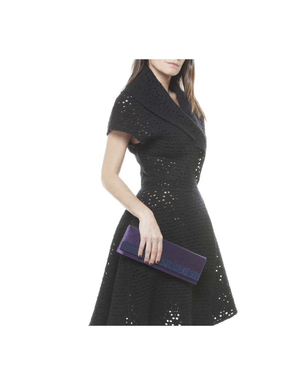 DANIEL SWAROVSKI purple silk satin and Crystal mesh pouch