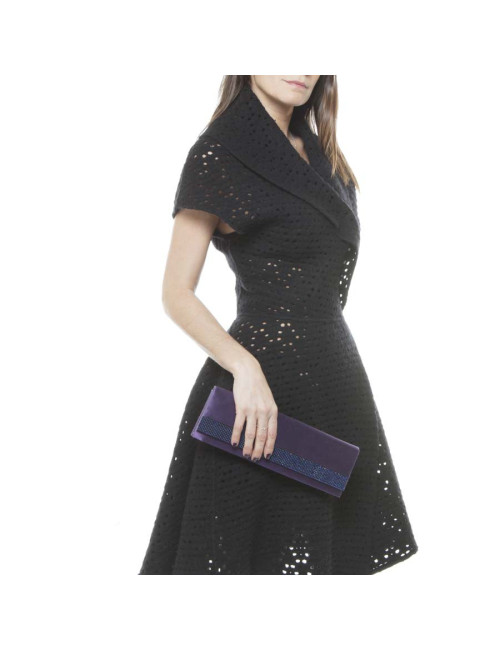 DANIEL SWAROVSKI purple silk satin and Crystal mesh pouch