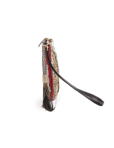 BALMAIN evening clutch in lame gold fabric and embroideries 2