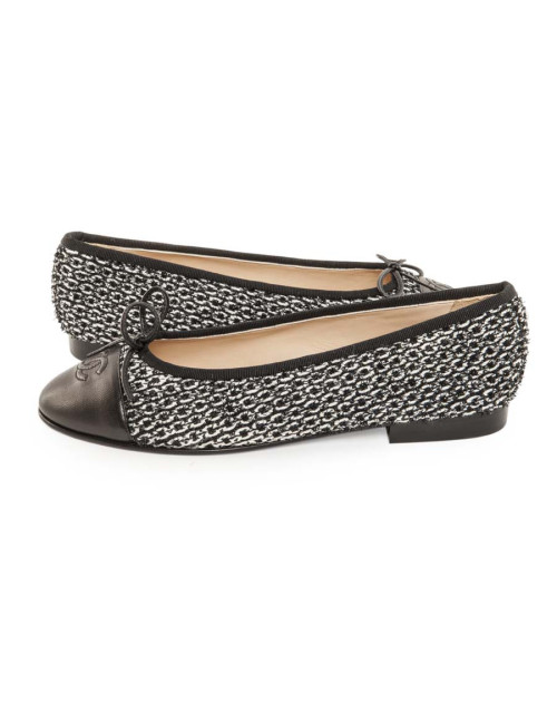 Ballet flats CHANEL T 38.5 two-tone black and white
