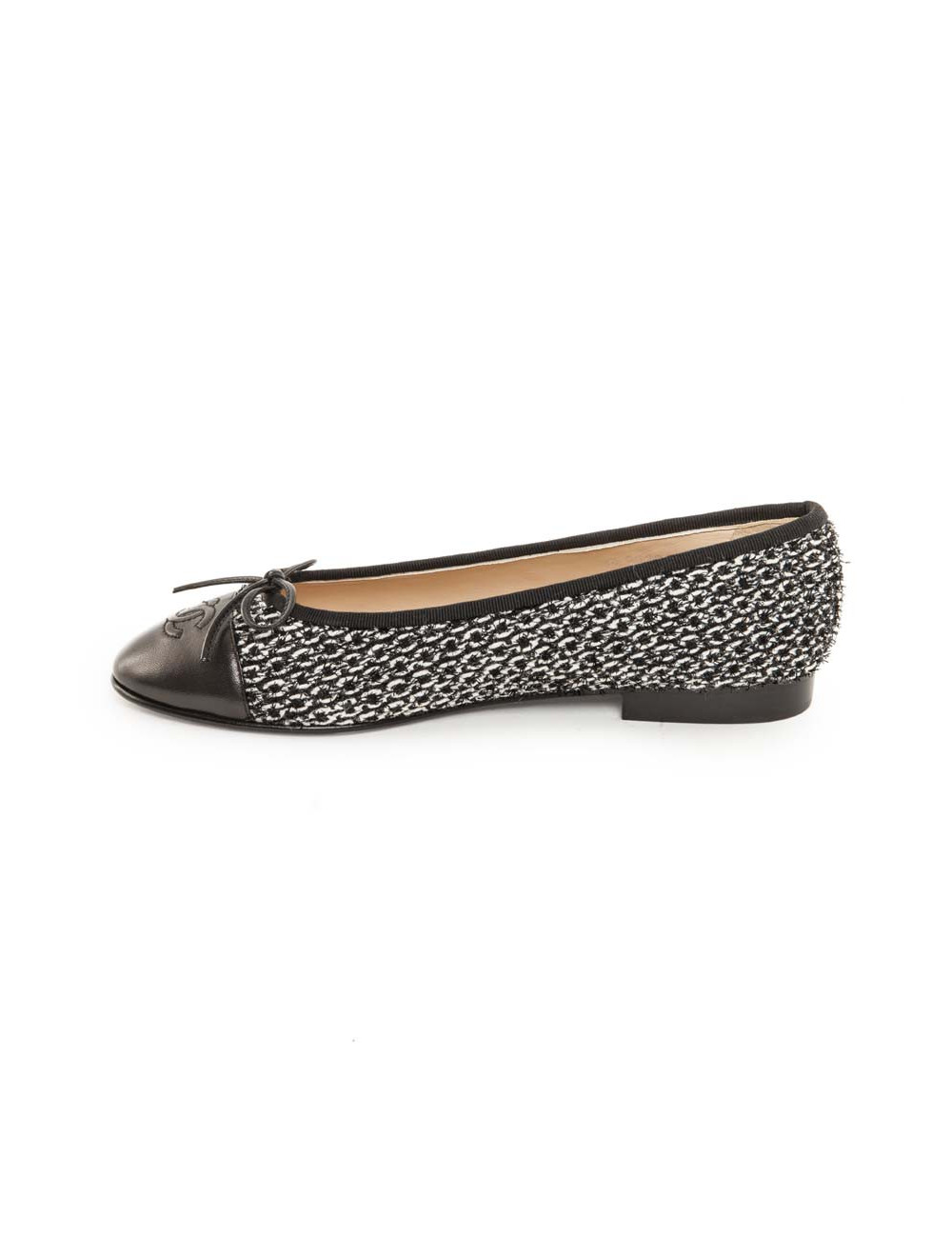 Ballet flats CHANEL T 38.5 two-tone black and white