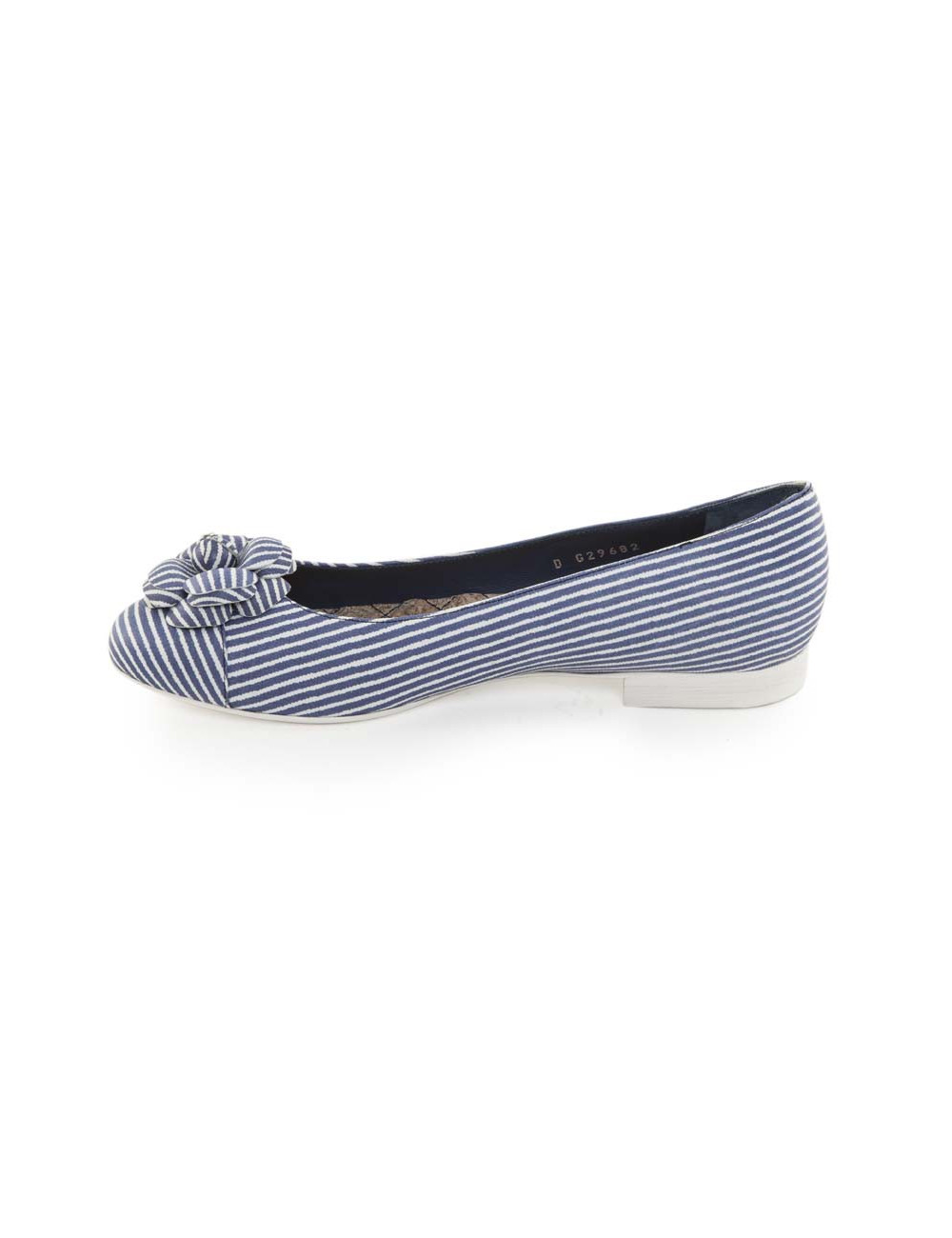 Ballet flats CHANEL T 38 en striped blue and white with Camellia
