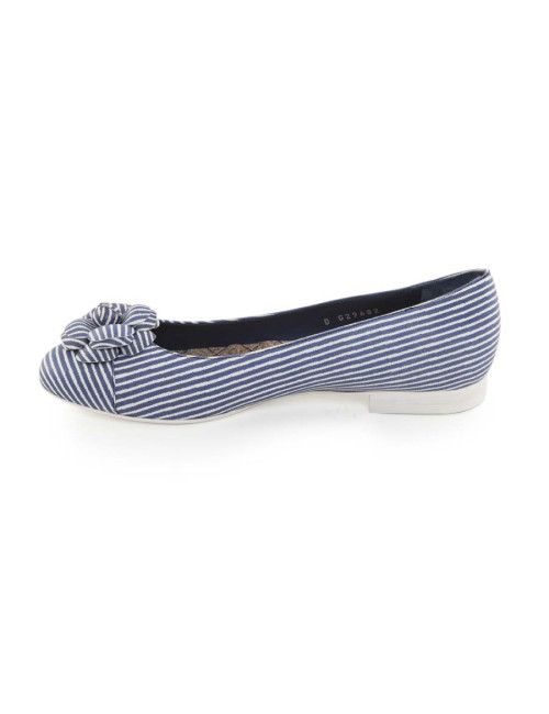 Ballet flats CHANEL T 38 en striped blue and white with Camellia