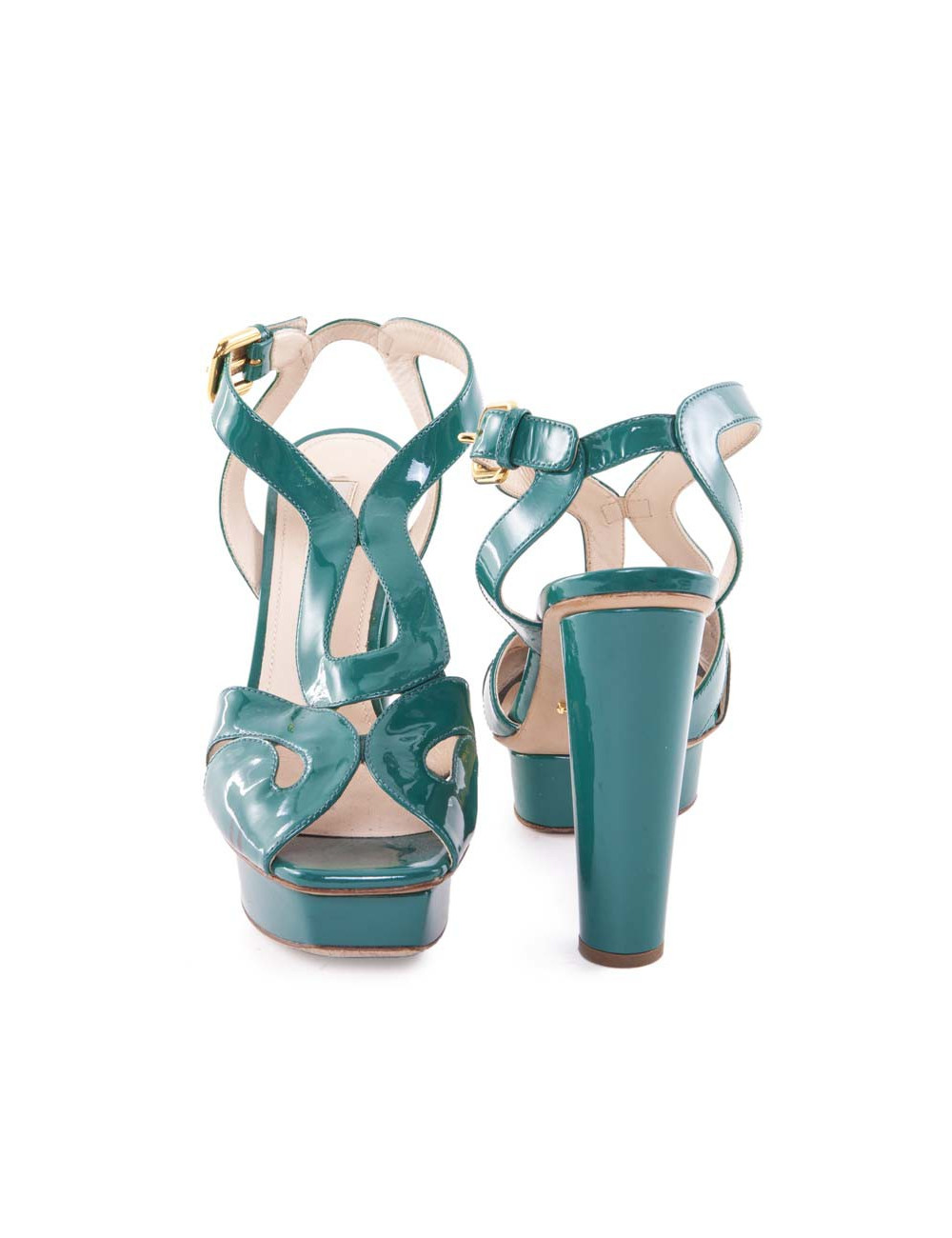 Escarpins PRADA T38,5 cuir verni vert