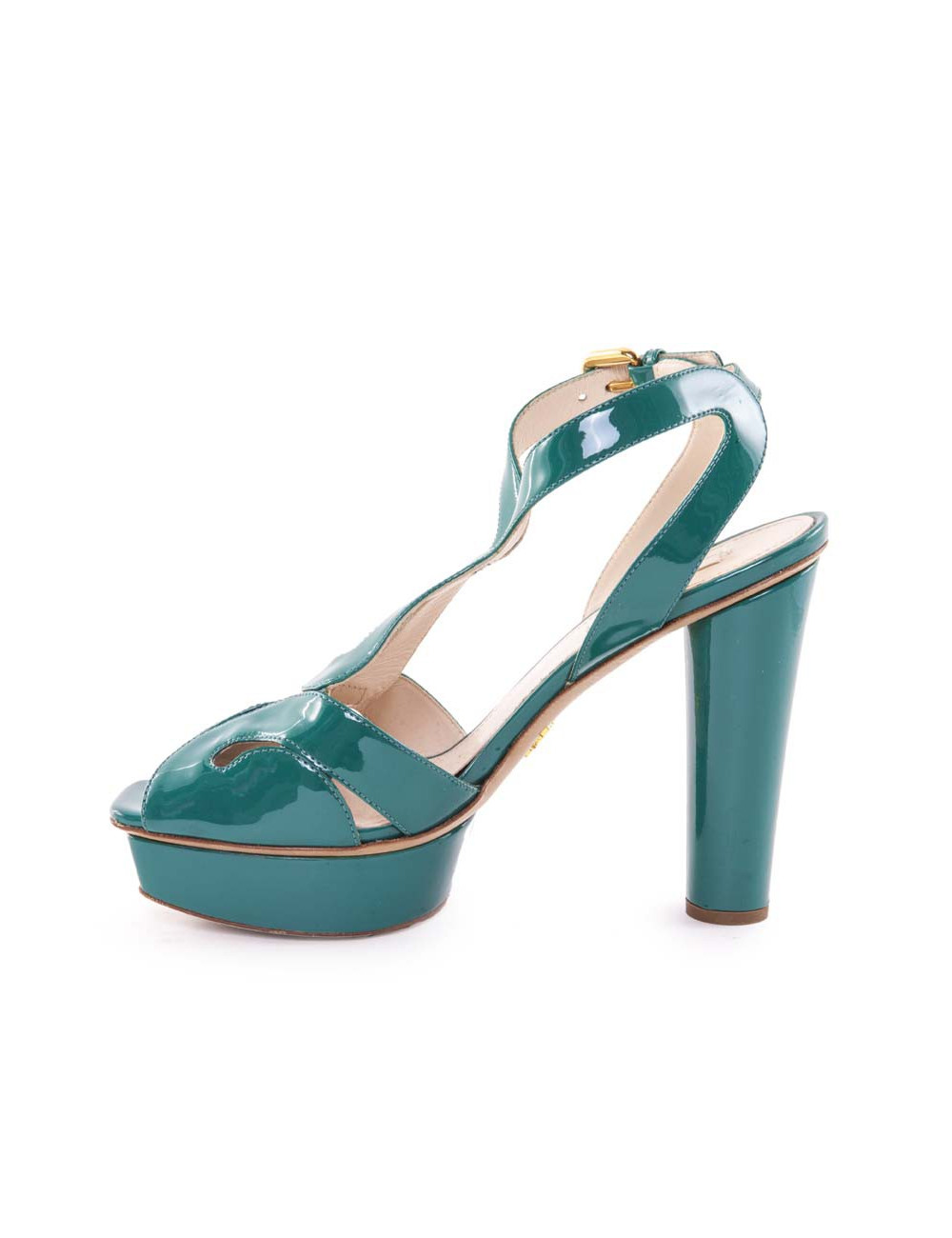 PRADA T38, 5 Green turquoise patent leather pumps