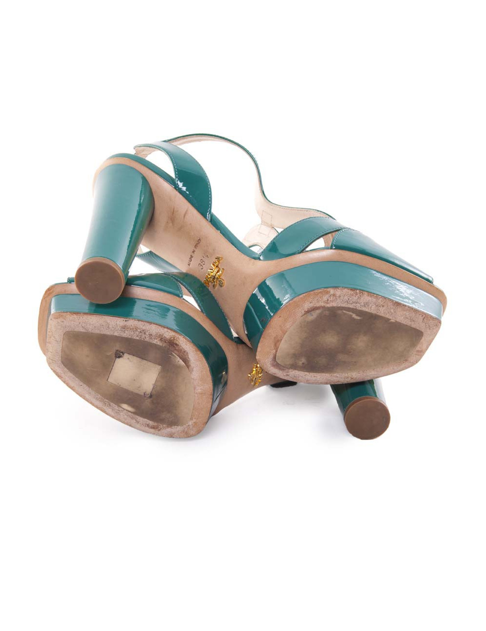 PRADA T38, 5 Green turquoise patent leather pumps