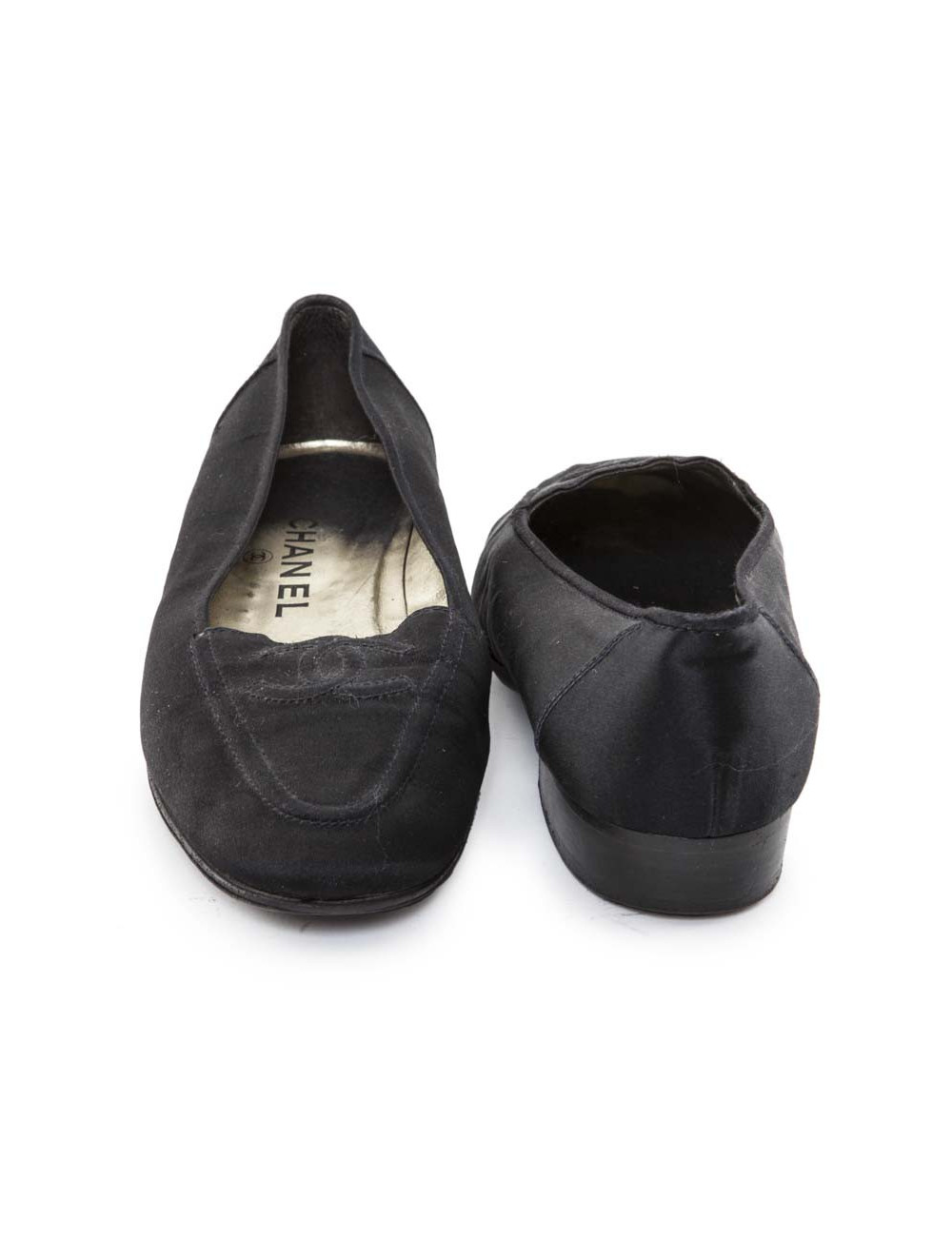 Ballerines CHANEL satin noir