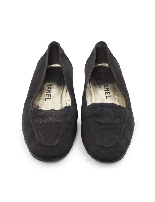 Ballerines CHANEL satin noir