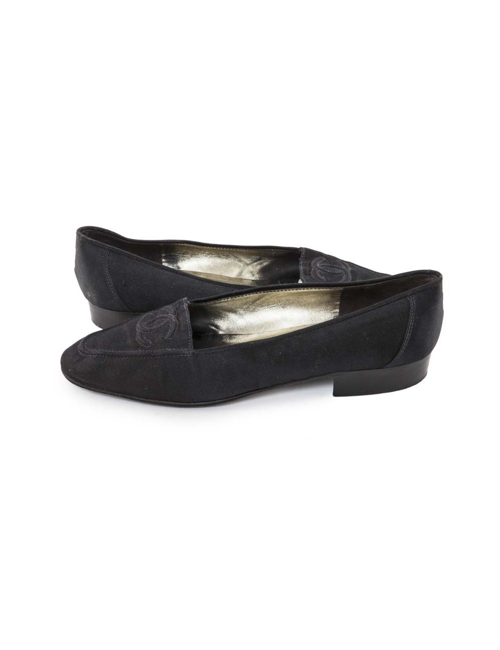 Ballerines CHANEL satin noir