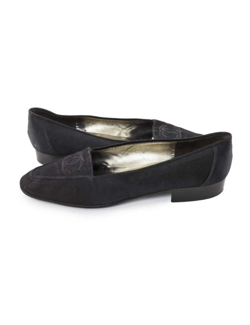 Ballerines CHANEL satin noir