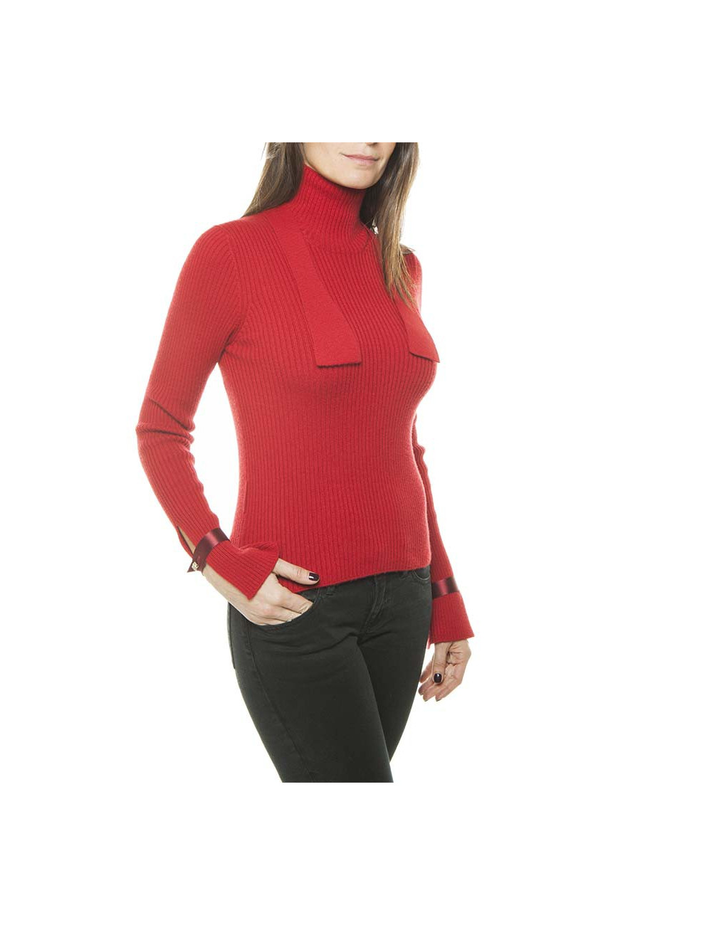 Col roulé CHANEL T38 cachemire rouge