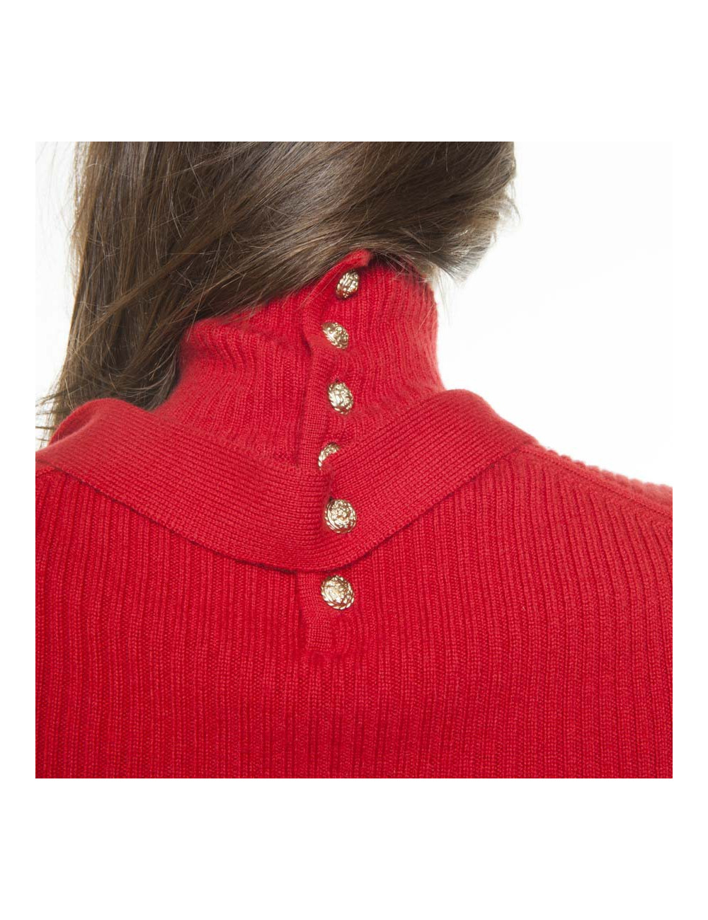 CHANEL T38 red Cashmere Turtleneck