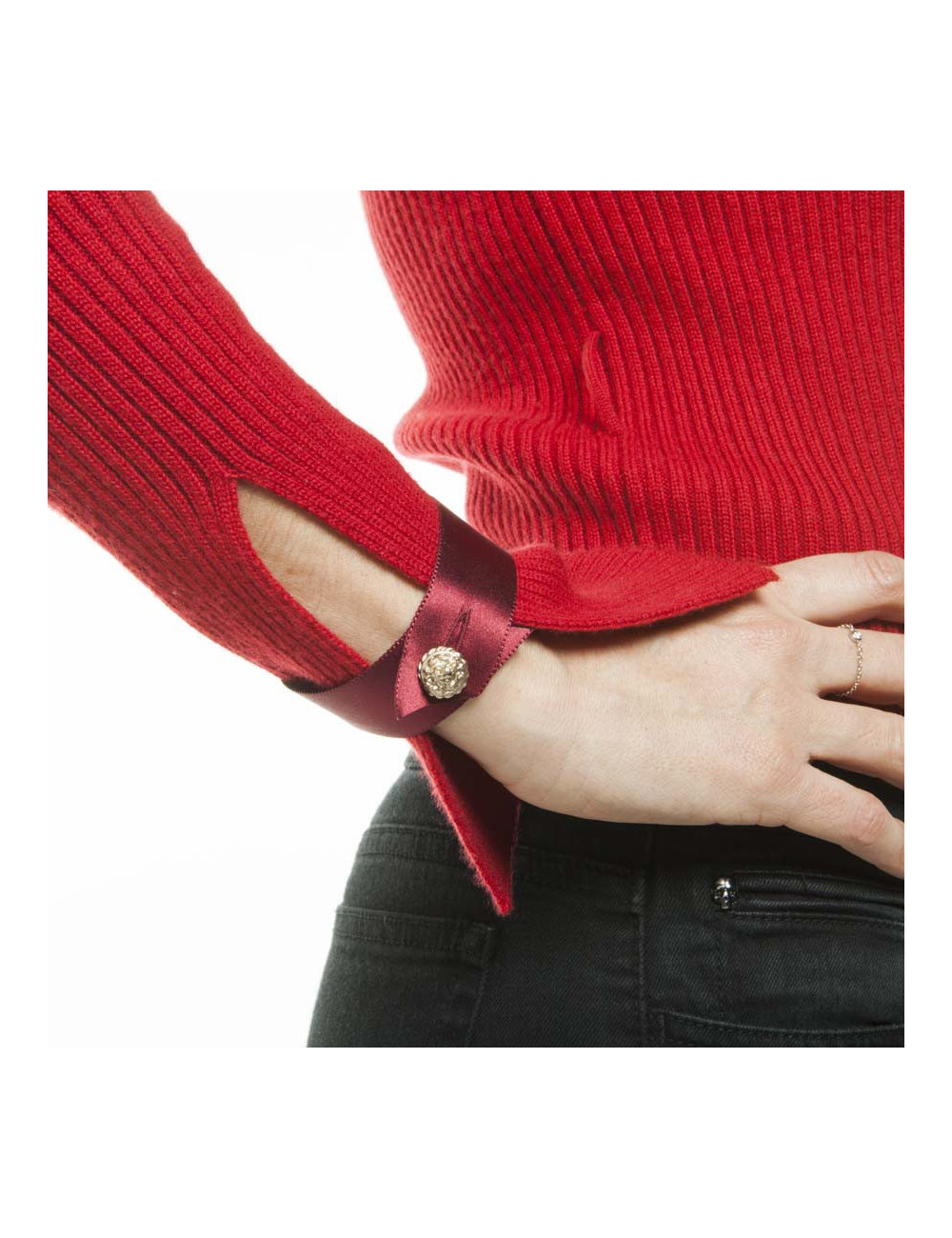 CHANEL T38 red Cashmere Turtleneck