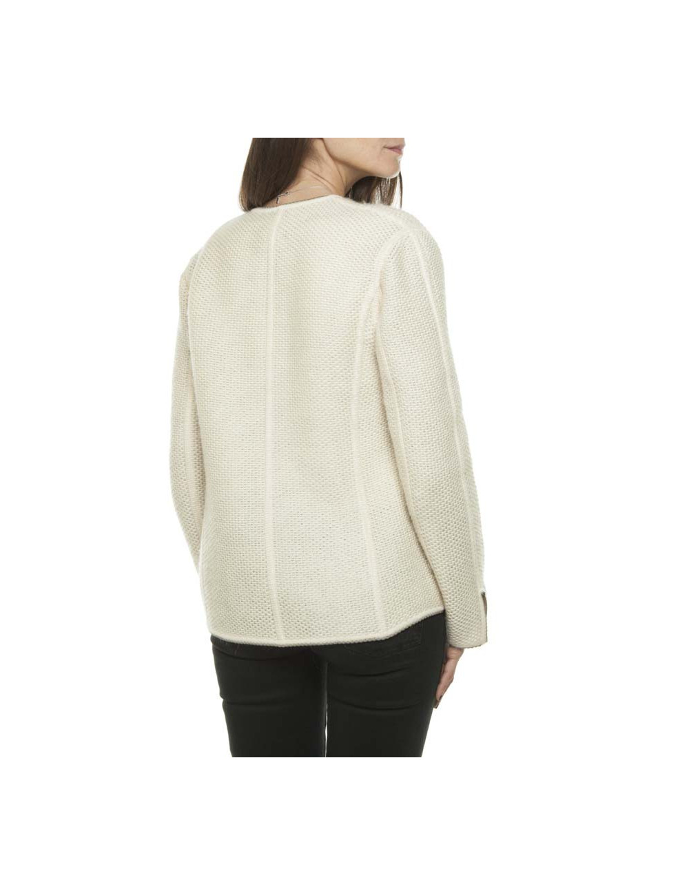 CHANEL twin set jacket and top in beige wool size 38FR