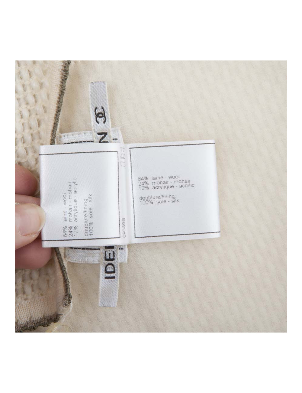 CHANEL twin set jacket and top in beige wool size 38FR