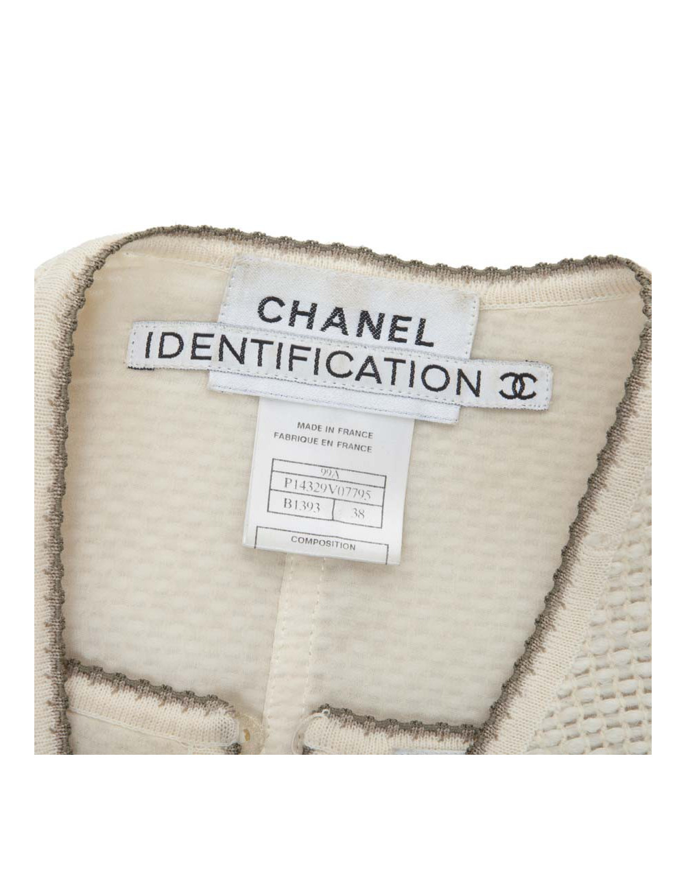 CHANEL twin set jacket and top in beige wool size 38FR