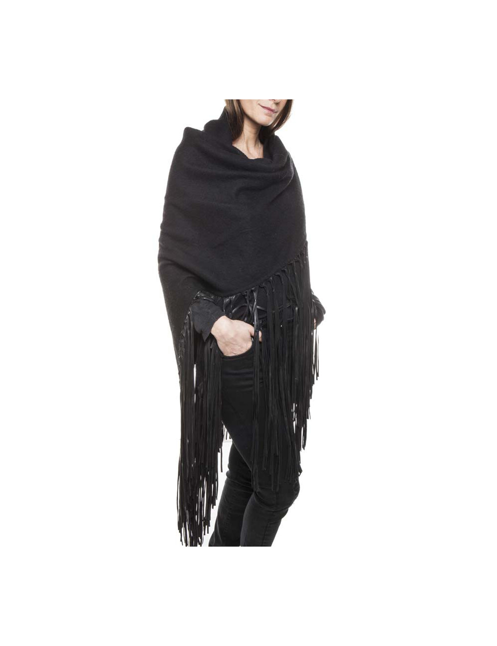 Châle HERMES à franges noir