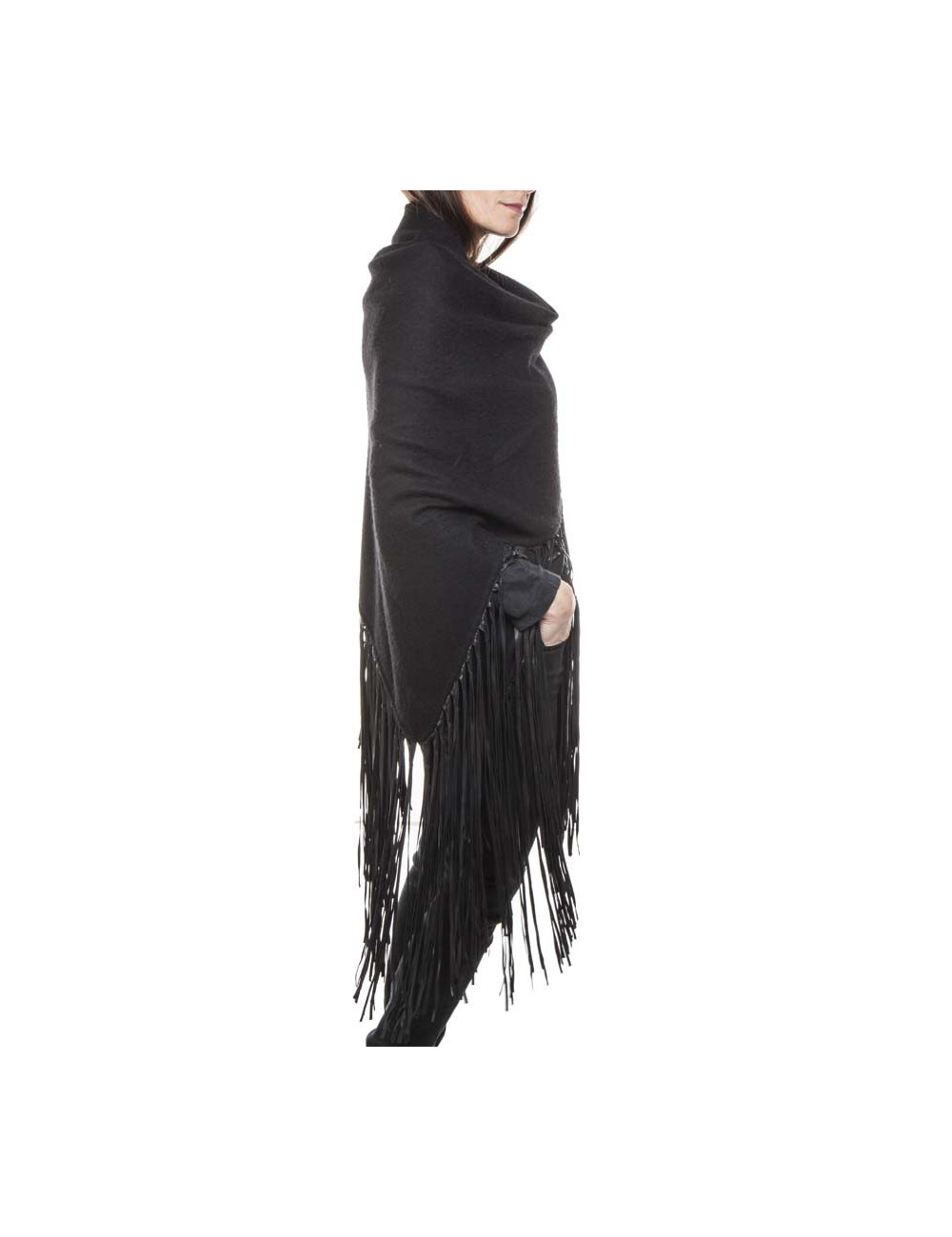 Châle HERMES à franges noir