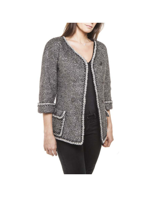 Veste CHANEL T 36 fils argent 