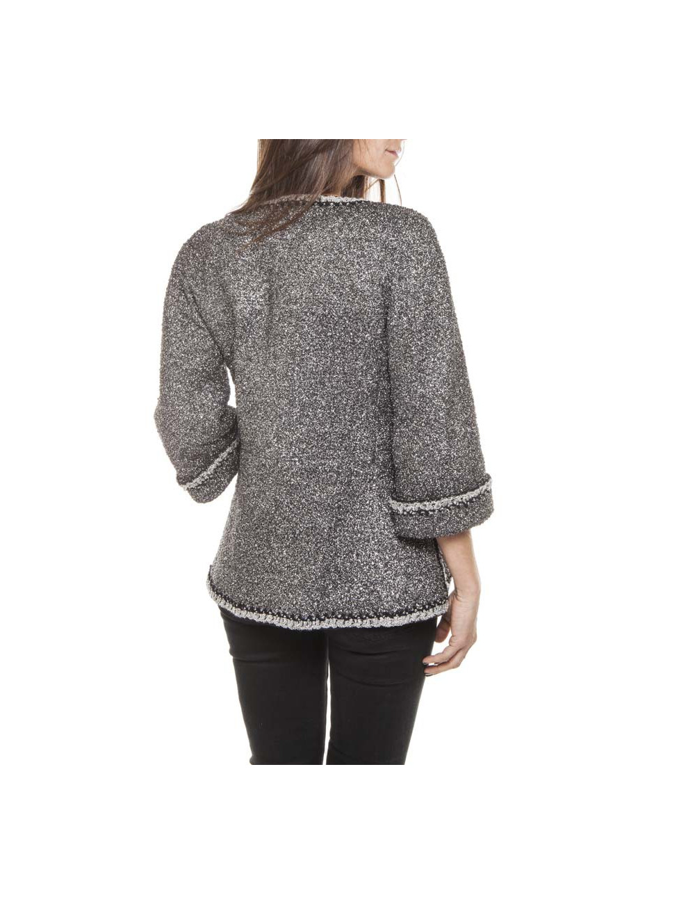 Veste CHANEL T 36 fils argent 