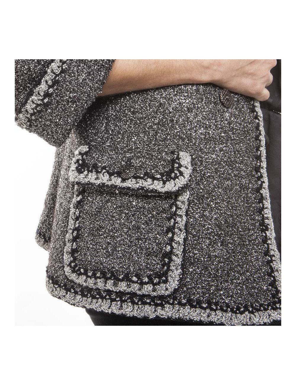 Veste CHANEL T 36 fils argent 