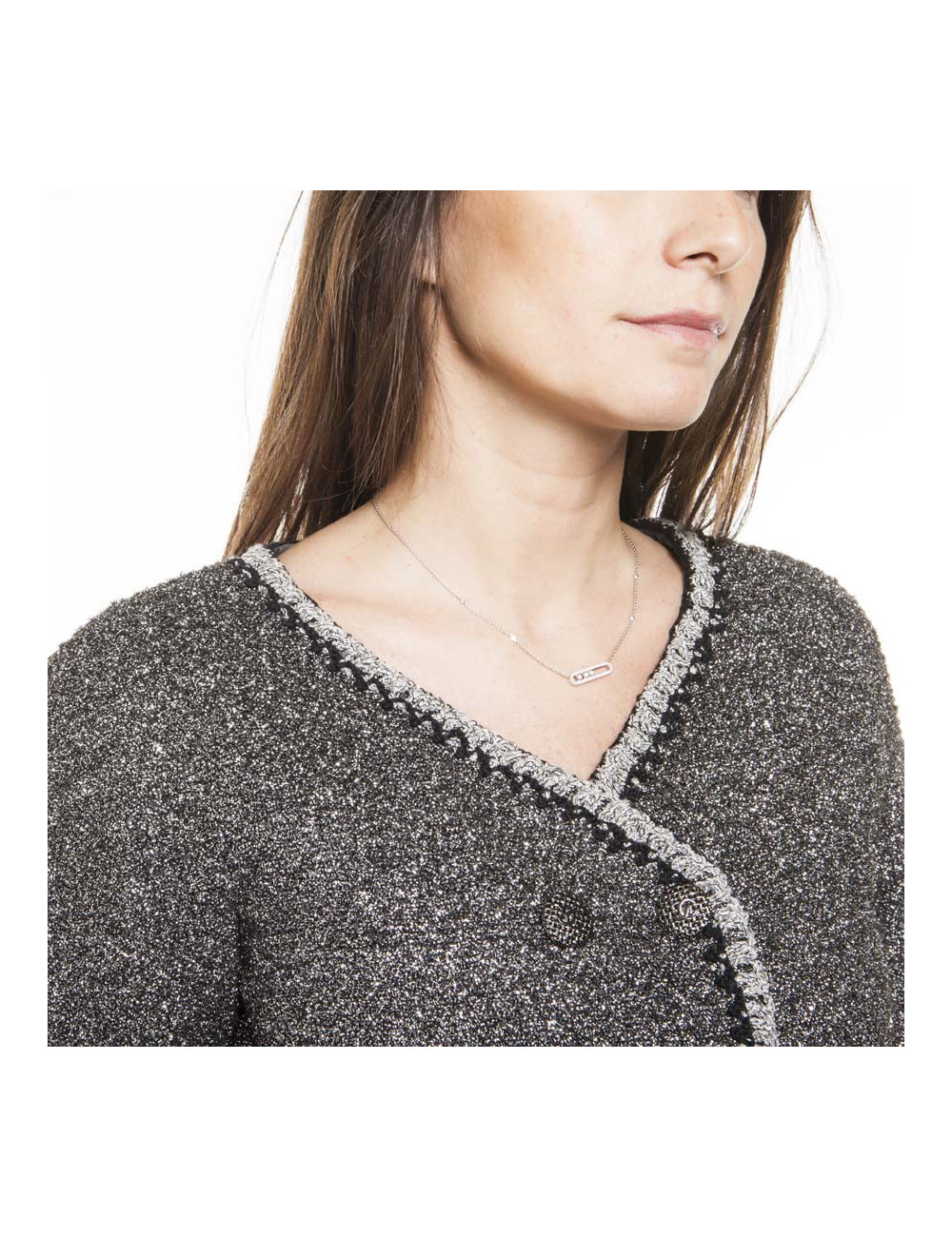 Veste CHANEL T 36 fils argent 