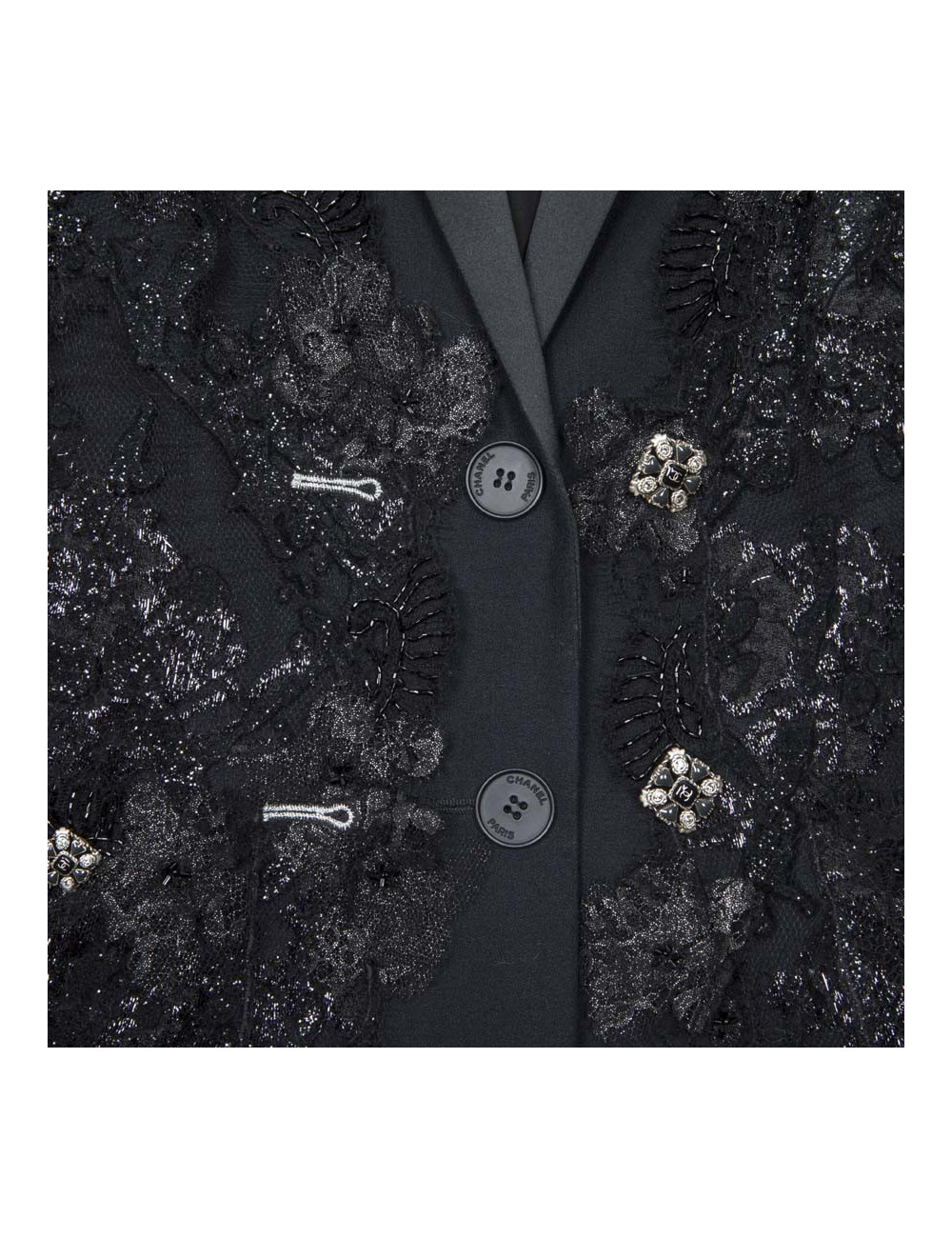Black CHANEL T36 jacket lace Lesage