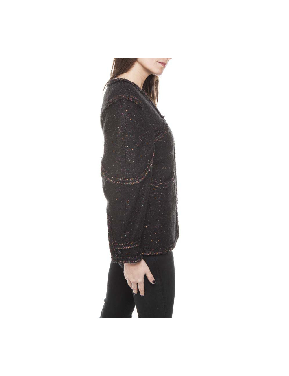 CHANEL T 36/38 black jacket with sequins