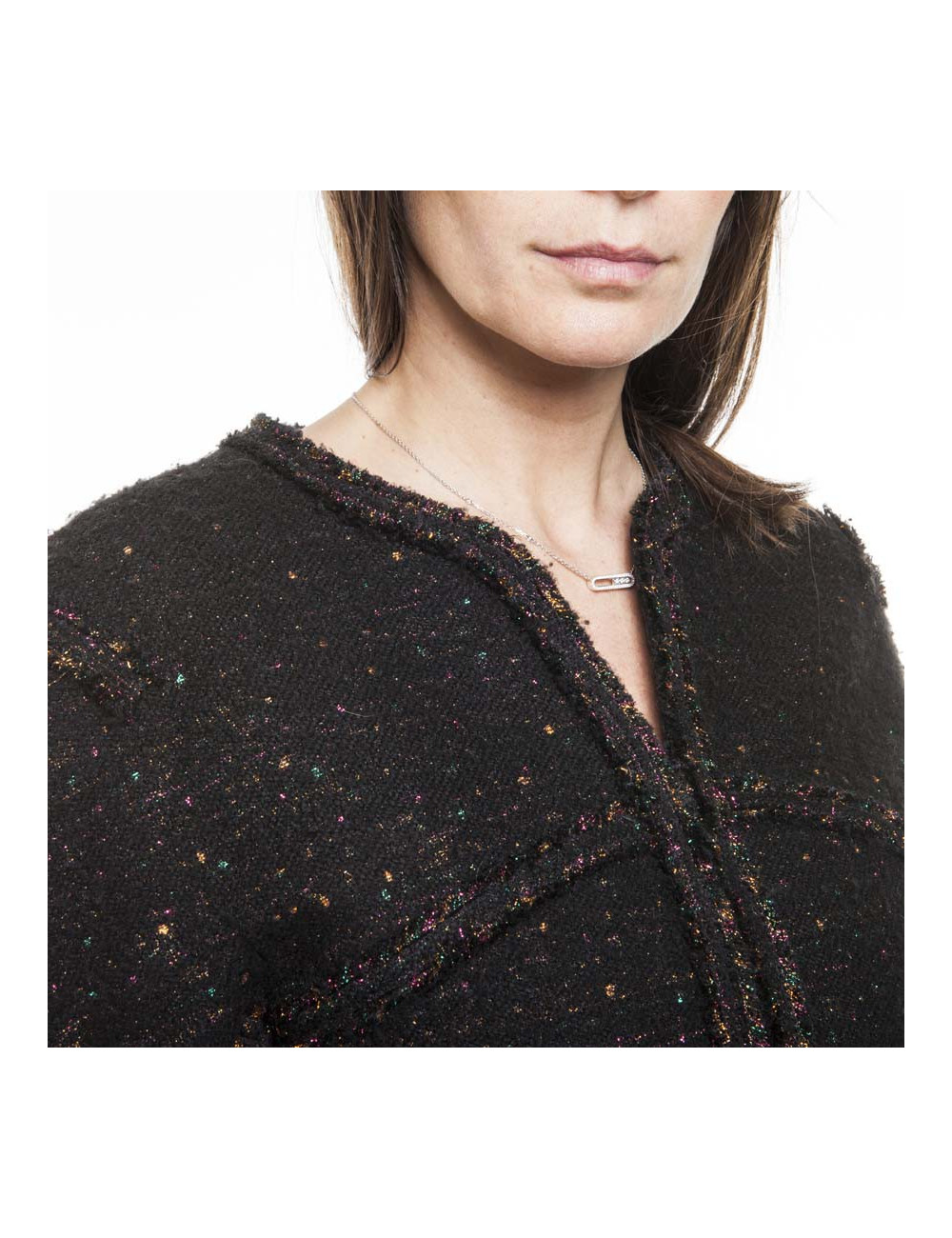 CHANEL T 36/38 black jacket with sequins