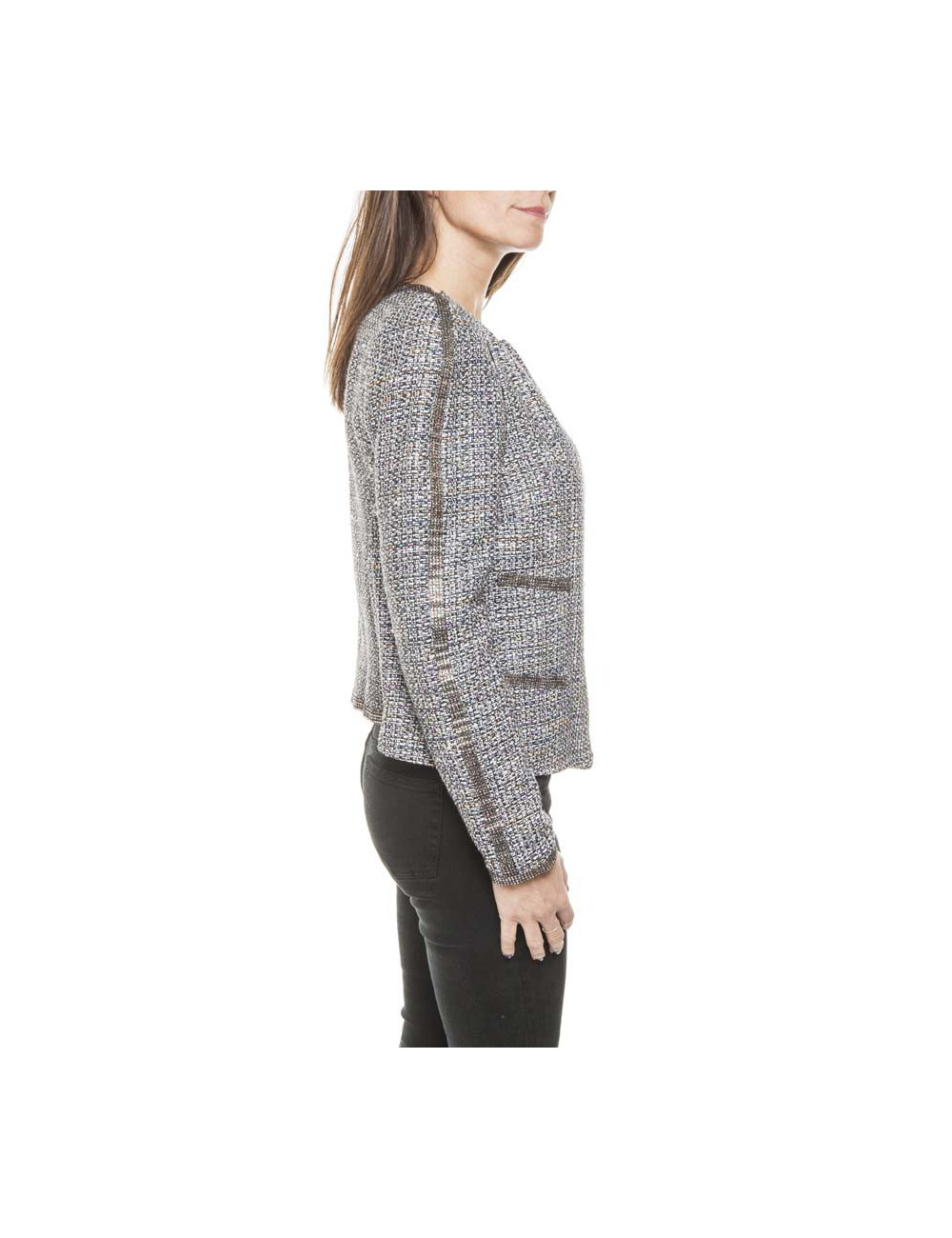 CHANEL 'Paris-Bombay' jacket in gray tweed size 38EU