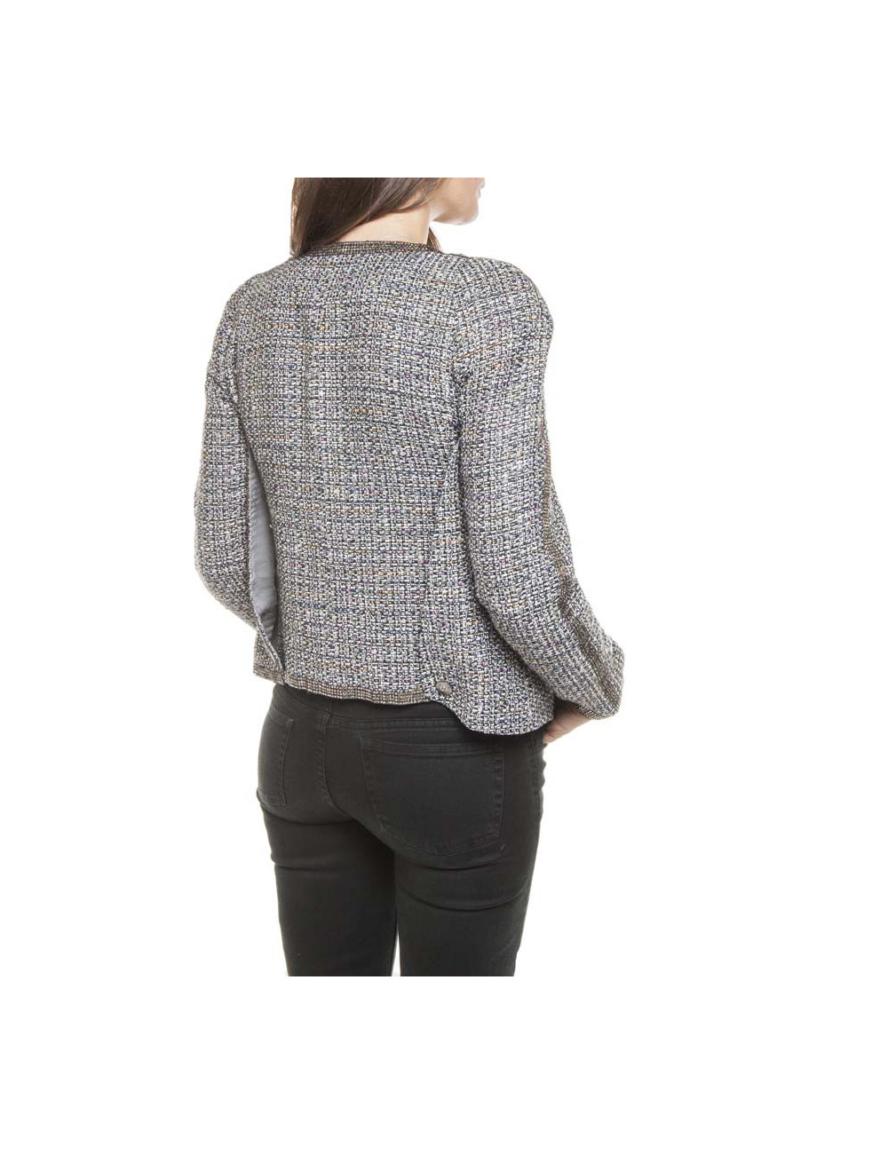 CHANEL 'Paris-Bombay' jacket in gray tweed size 38EU