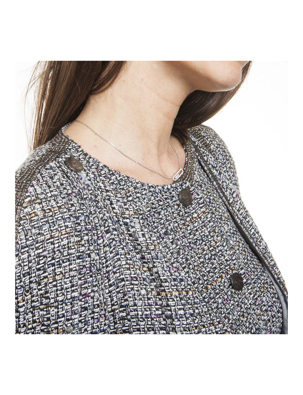 CHANEL 'Paris-Bombay' jacket in gray tweed size 38EU