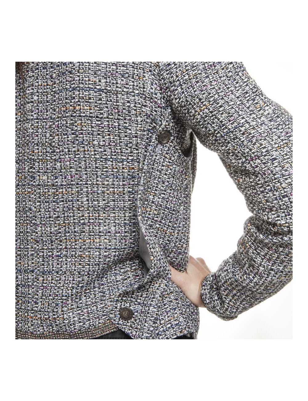 CHANEL 'Paris-Bombay' jacket in gray tweed size 38EU