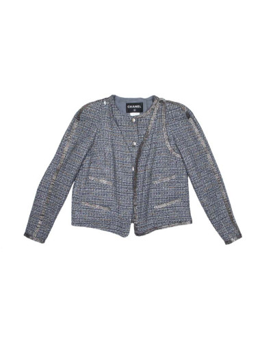 CHANEL 'Paris-Bombay' jacket in gray tweed size 38EU