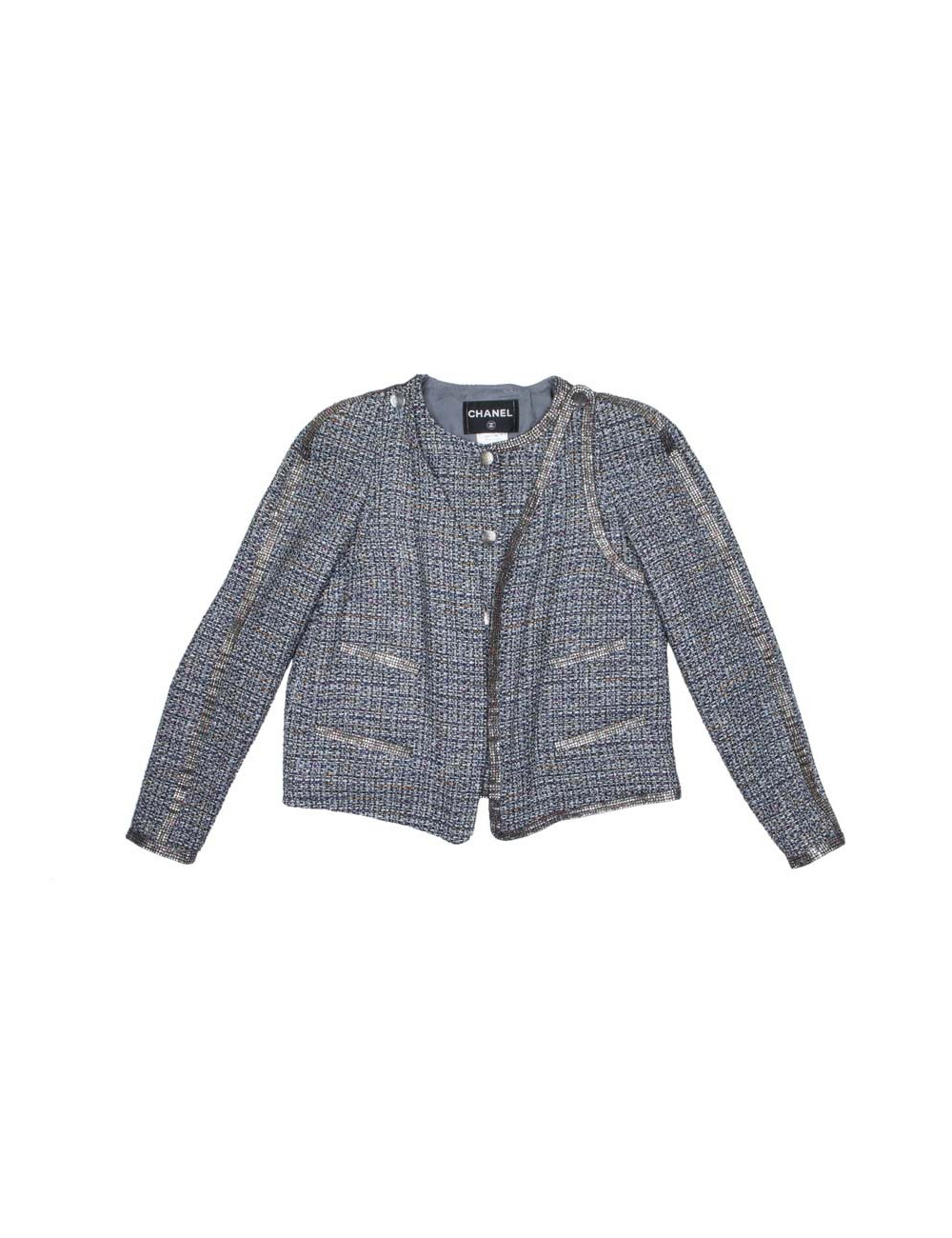 CHANEL 'Paris-Bombay' jacket in gray tweed size 38EU