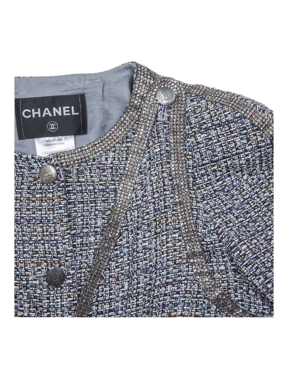 CHANEL 'Paris-Bombay' jacket in gray tweed size 38EU