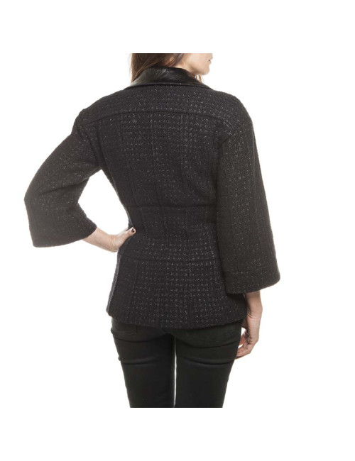 Veste CHANEL T 36  tweed noir et fils brillants noirs
