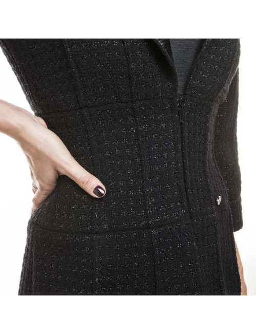 Veste CHANEL T 36  tweed noir et fils brillants noirs